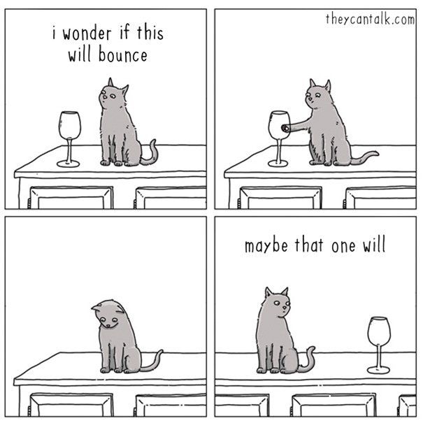 This cartoon explains why cats like knocking things off tables The Poke