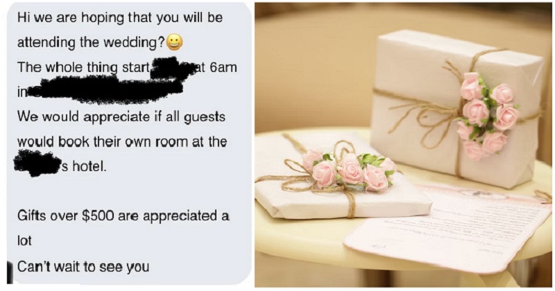 This demand for expensive wedding gifts got exactly the response it