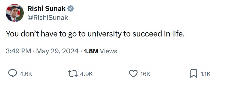 You don’t have to go to university to succeed in life.